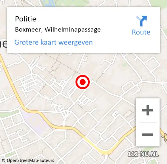 Locatie op kaart van de 112 melding: Politie Boxmeer, Wilhelminapassage op 19 augustus 2024 03:39