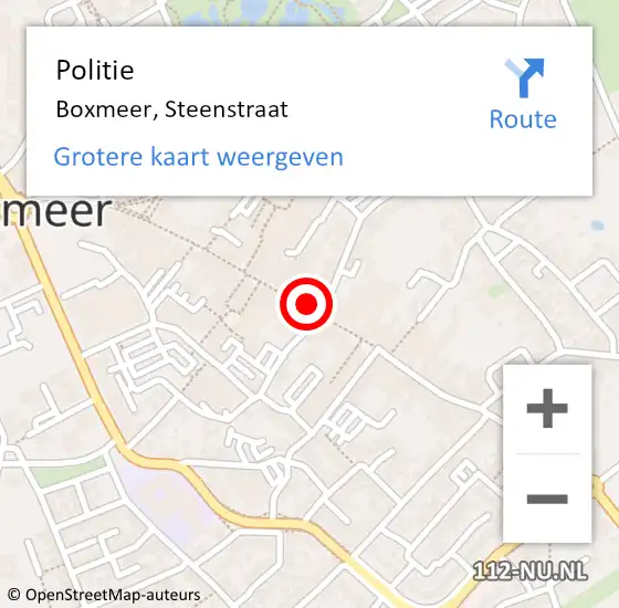 Locatie op kaart van de 112 melding: Politie Boxmeer, Steenstraat op 19 augustus 2024 03:43