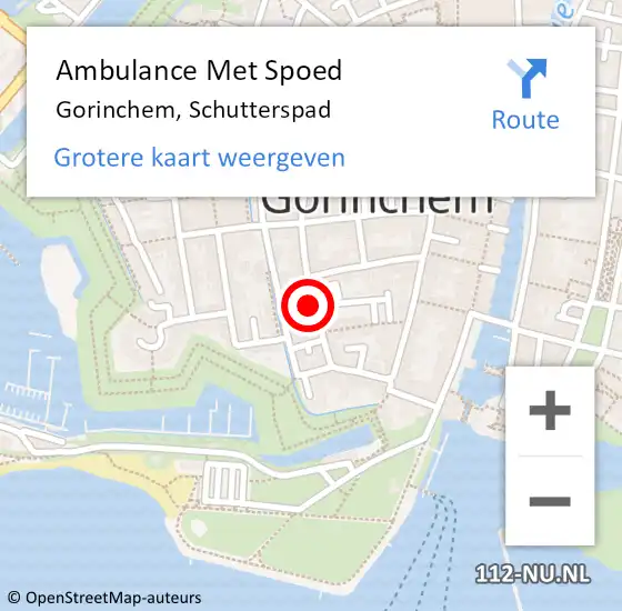 Locatie op kaart van de 112 melding: Ambulance Met Spoed Naar Gorinchem, Schutterspad op 19 augustus 2024 04:35