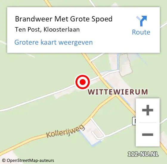 Locatie op kaart van de 112 melding: Brandweer Met Grote Spoed Naar Ten Post, Kloosterlaan op 19 augustus 2024 05:45