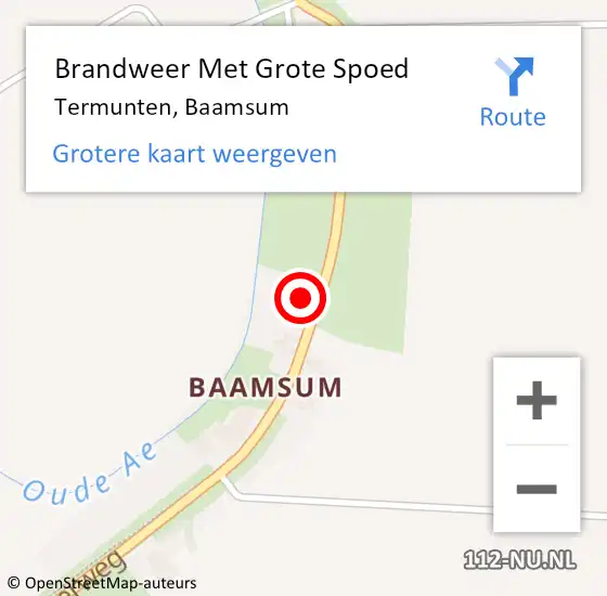 Locatie op kaart van de 112 melding: Brandweer Met Grote Spoed Naar Termunten, Baamsum op 19 augustus 2024 05:48