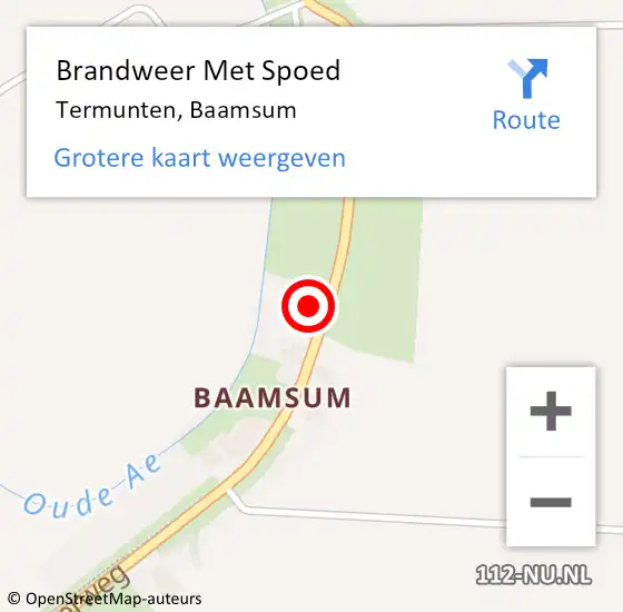 Locatie op kaart van de 112 melding: Brandweer Met Spoed Naar Termunten, Baamsum op 19 augustus 2024 06:08