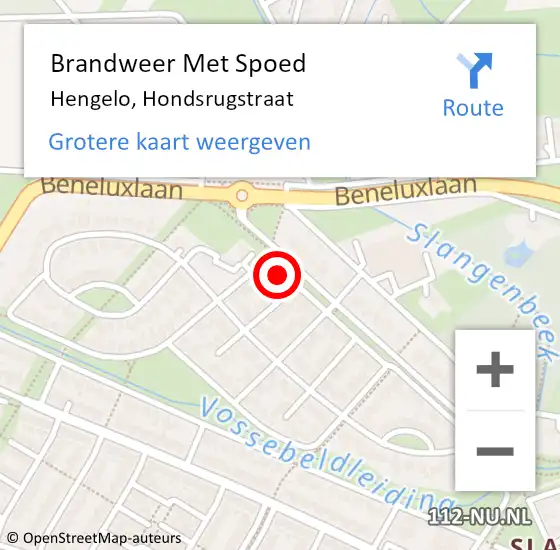 Locatie op kaart van de 112 melding: Brandweer Met Spoed Naar Hengelo, Hondsrugstraat op 19 augustus 2024 06:31