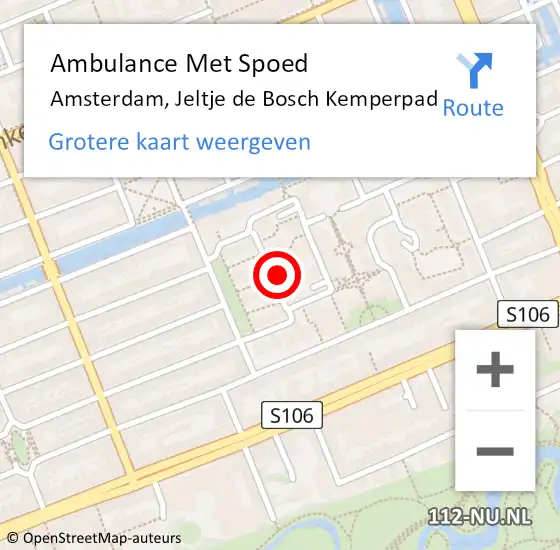 Locatie op kaart van de 112 melding: Ambulance Met Spoed Naar Amsterdam, Jeltje de Bosch Kemperpad op 19 augustus 2024 06:32