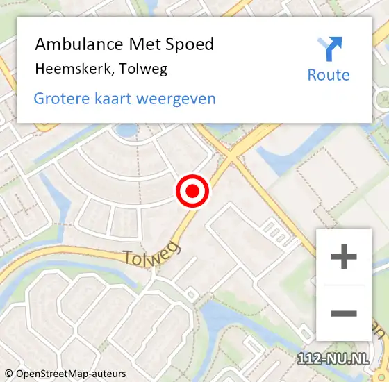 Locatie op kaart van de 112 melding: Ambulance Met Spoed Naar Heemskerk, Tolweg op 19 augustus 2024 06:39