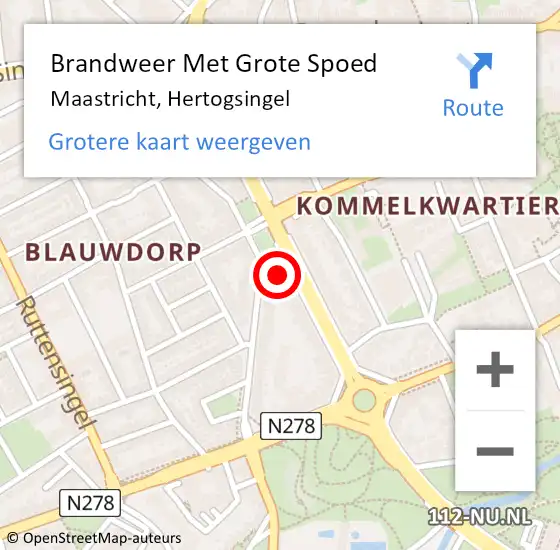 Locatie op kaart van de 112 melding: Brandweer Met Grote Spoed Naar Maastricht, Hertogsingel op 19 augustus 2024 06:48