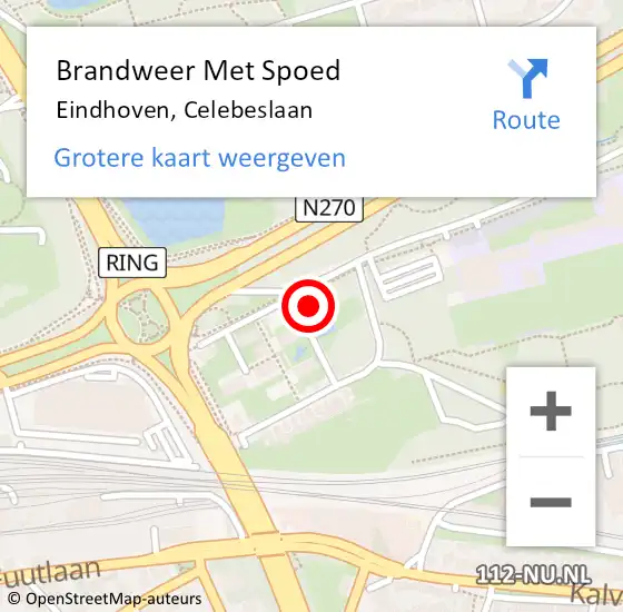 Locatie op kaart van de 112 melding: Brandweer Met Spoed Naar Eindhoven, Celebeslaan op 19 augustus 2024 06:57