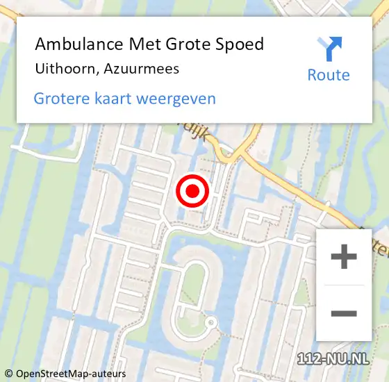 Locatie op kaart van de 112 melding: Ambulance Met Grote Spoed Naar Uithoorn, Azuurmees op 19 augustus 2024 07:15