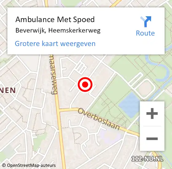 Locatie op kaart van de 112 melding: Ambulance Met Spoed Naar Beverwijk, Heemskerkerweg op 19 augustus 2024 07:17