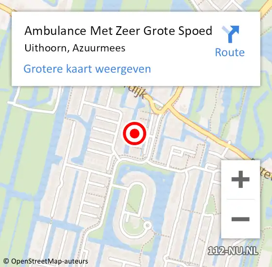 Locatie op kaart van de 112 melding: Ambulance Met Zeer Grote Spoed Naar Uithoorn, Azuurmees op 19 augustus 2024 07:18