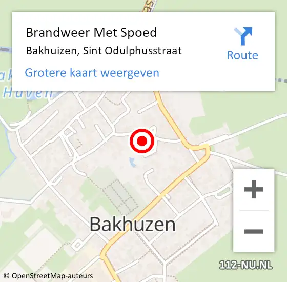 Locatie op kaart van de 112 melding: Brandweer Met Spoed Naar Bakhuizen, Sint Odulphusstraat op 19 augustus 2024 07:18