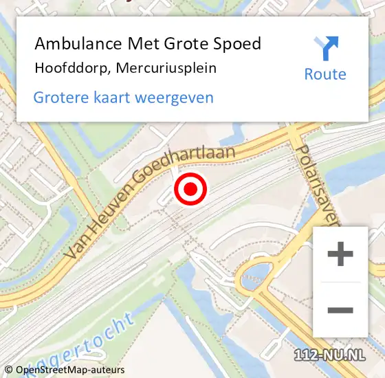 Locatie op kaart van de 112 melding: Ambulance Met Grote Spoed Naar Hoofddorp, Mercuriusplein op 19 augustus 2024 07:38