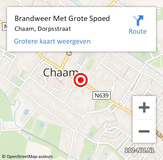 Locatie op kaart van de 112 melding: Brandweer Met Grote Spoed Naar Chaam, Dorpsstraat op 19 augustus 2024 07:51