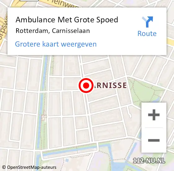 Locatie op kaart van de 112 melding: Ambulance Met Grote Spoed Naar Rotterdam, Carnisselaan op 19 augustus 2024 08:22