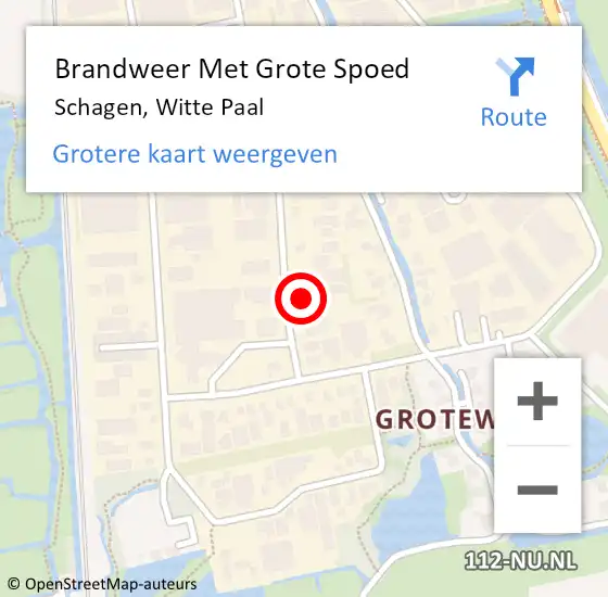 Locatie op kaart van de 112 melding: Brandweer Met Grote Spoed Naar Schagen, Witte Paal op 19 augustus 2024 08:28