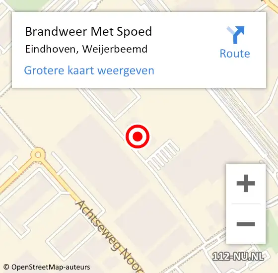 Locatie op kaart van de 112 melding: Brandweer Met Spoed Naar Eindhoven, Weijerbeemd op 19 augustus 2024 08:53