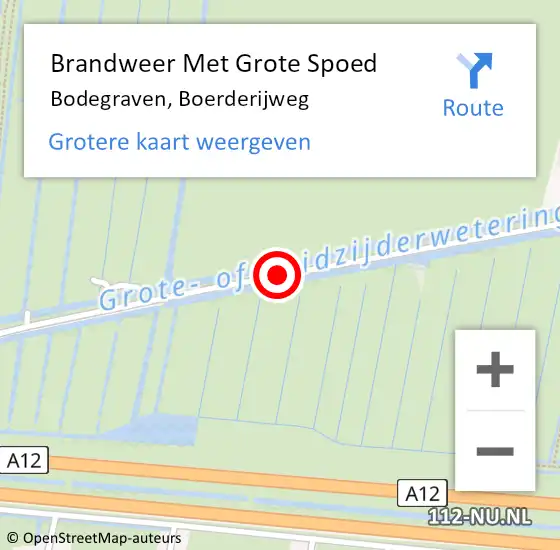 Locatie op kaart van de 112 melding: Brandweer Met Grote Spoed Naar Bodegraven, Boerderijweg op 16 oktober 2014 19:21