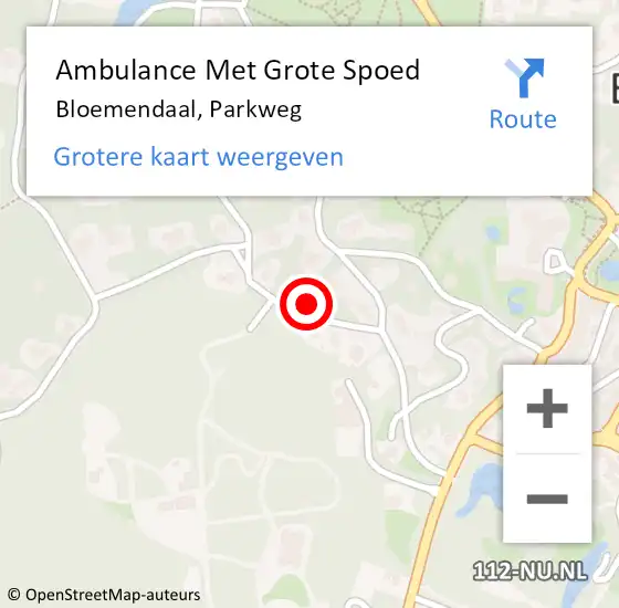 Locatie op kaart van de 112 melding: Ambulance Met Grote Spoed Naar Bloemendaal, Parkweg op 19 augustus 2024 09:13