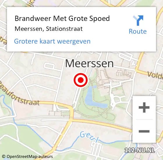 Locatie op kaart van de 112 melding: Brandweer Met Grote Spoed Naar Meerssen, Stationstraat op 19 augustus 2024 09:15