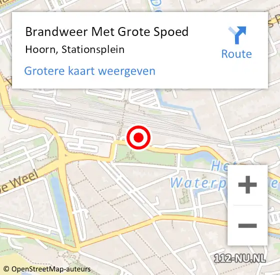 Locatie op kaart van de 112 melding: Brandweer Met Grote Spoed Naar Hoorn, Stationsplein op 19 augustus 2024 09:23