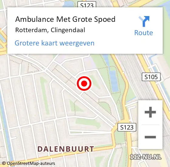 Locatie op kaart van de 112 melding: Ambulance Met Grote Spoed Naar Rotterdam, Clingendaal op 19 augustus 2024 09:25