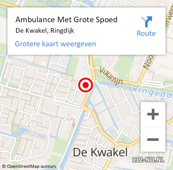 Locatie op kaart van de 112 melding: Ambulance Met Grote Spoed Naar De Kwakel, Ringdijk op 19 augustus 2024 09:27