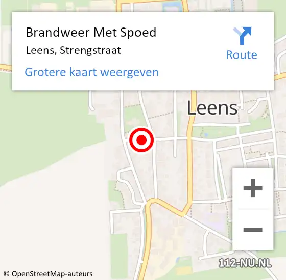 Locatie op kaart van de 112 melding: Brandweer Met Spoed Naar Leens, Strengstraat op 19 augustus 2024 09:29