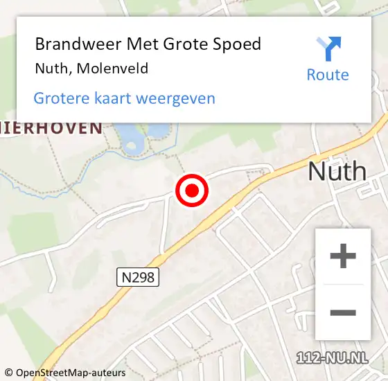 Locatie op kaart van de 112 melding: Brandweer Met Grote Spoed Naar Nuth, Molenveld op 19 augustus 2024 09:44