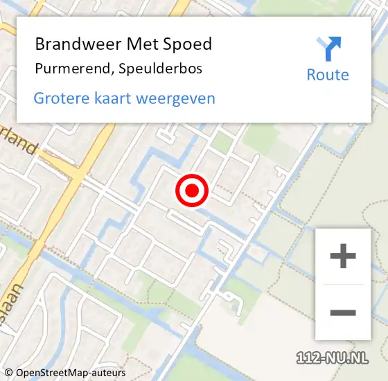 Locatie op kaart van de 112 melding: Brandweer Met Spoed Naar Purmerend, Speulderbos op 19 augustus 2024 09:57