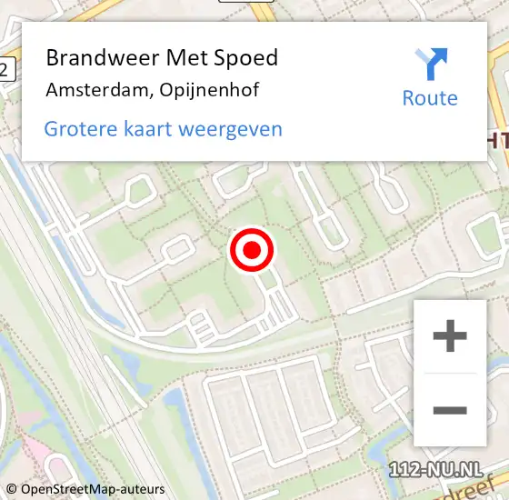 Locatie op kaart van de 112 melding: Brandweer Met Spoed Naar Amsterdam, Opijnenhof op 19 augustus 2024 10:57