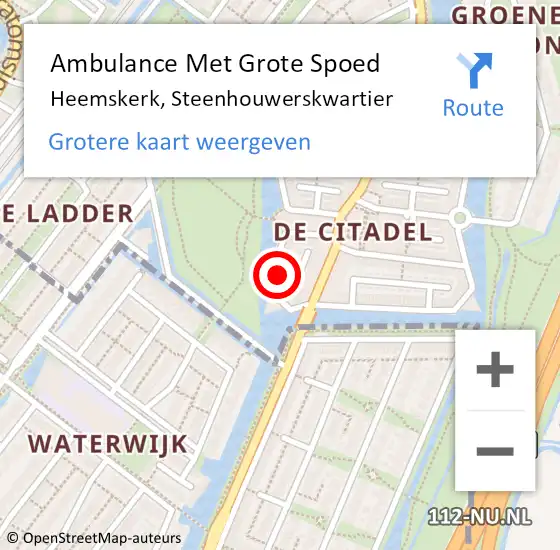 Locatie op kaart van de 112 melding: Ambulance Met Grote Spoed Naar Heemskerk, Steenhouwerskwartier op 19 augustus 2024 11:06