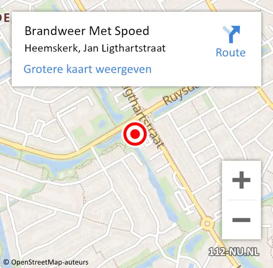 Locatie op kaart van de 112 melding: Brandweer Met Spoed Naar Heemskerk, Jan Ligthartstraat op 19 augustus 2024 11:11