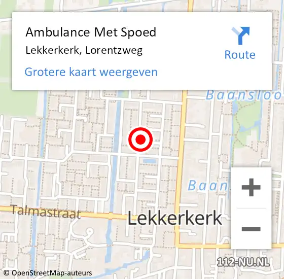 Locatie op kaart van de 112 melding: Ambulance Met Spoed Naar Lekkerkerk, Lorentzweg op 19 augustus 2024 11:24