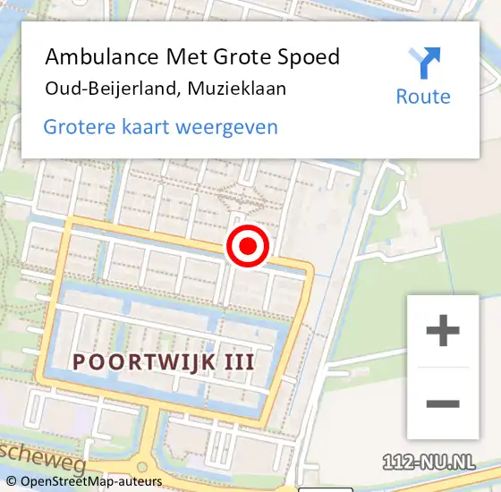 Locatie op kaart van de 112 melding: Ambulance Met Grote Spoed Naar Oud-Beijerland, Muzieklaan op 19 augustus 2024 11:29