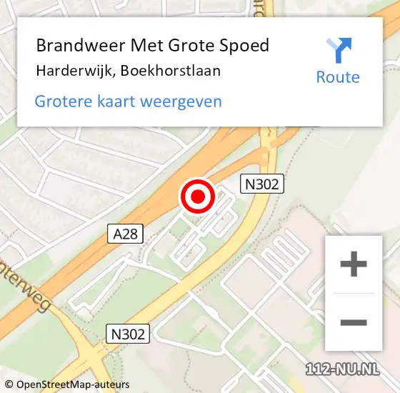 Locatie op kaart van de 112 melding: Brandweer Met Grote Spoed Naar Harderwijk, Boekhorstlaan op 19 augustus 2024 11:49