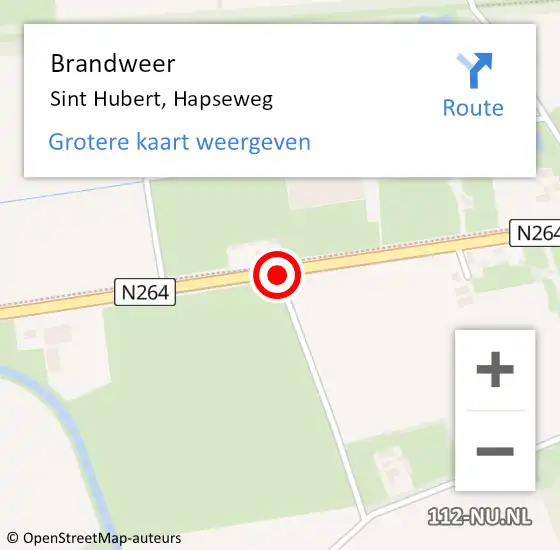 Locatie op kaart van de 112 melding: Brandweer Sint Hubert, Hapseweg op 16 oktober 2014 19:47