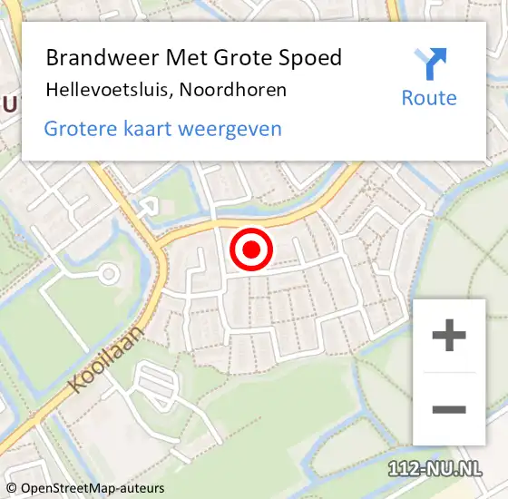 Locatie op kaart van de 112 melding: Brandweer Met Grote Spoed Naar Hellevoetsluis, Noordhoren op 19 augustus 2024 11:49