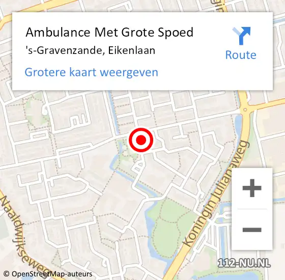 Locatie op kaart van de 112 melding: Ambulance Met Grote Spoed Naar 's-Gravenzande, Eikenlaan op 19 augustus 2024 11:51