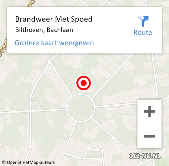 Locatie op kaart van de 112 melding: Brandweer Met Spoed Naar Bilthoven, Bachlaan op 19 augustus 2024 12:03