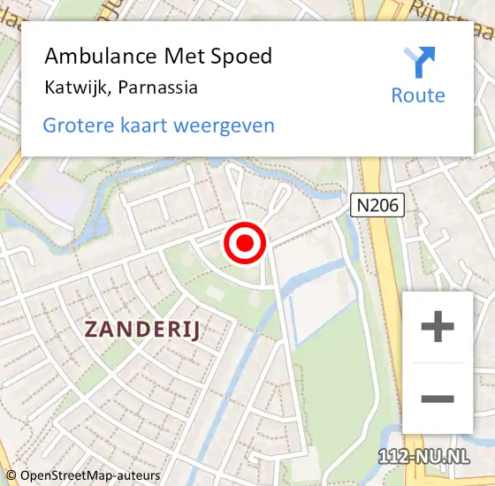 Locatie op kaart van de 112 melding: Ambulance Met Spoed Naar Katwijk, Parnassia op 19 augustus 2024 12:05