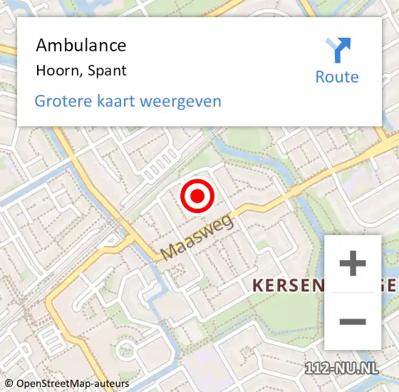 Locatie op kaart van de 112 melding: Ambulance Hoorn, Spant op 19 augustus 2024 12:18