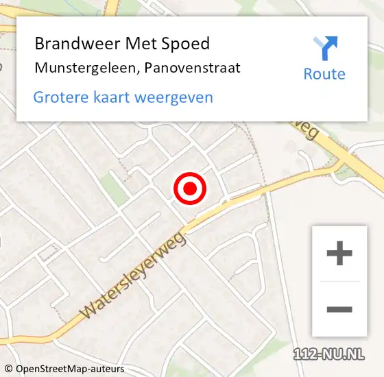 Locatie op kaart van de 112 melding: Brandweer Met Spoed Naar Munstergeleen, Panovenstraat op 19 augustus 2024 12:37