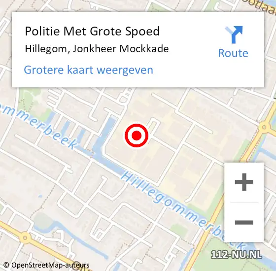 Locatie op kaart van de 112 melding: Politie Met Grote Spoed Naar Hillegom, Jonkheer Mockkade op 19 augustus 2024 12:41