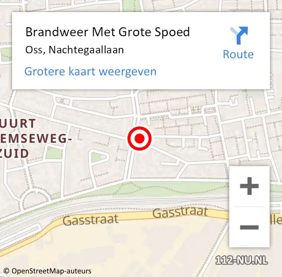 Locatie op kaart van de 112 melding: Brandweer Met Grote Spoed Naar Oss, Nachtegaallaan op 19 augustus 2024 12:48