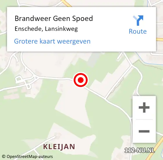 Locatie op kaart van de 112 melding: Brandweer Geen Spoed Naar Enschede, Lansinkweg op 19 augustus 2024 13:04