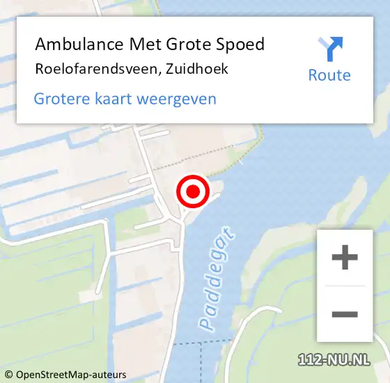 Locatie op kaart van de 112 melding: Ambulance Met Grote Spoed Naar Roelofarendsveen, Zuidhoek op 19 augustus 2024 13:07