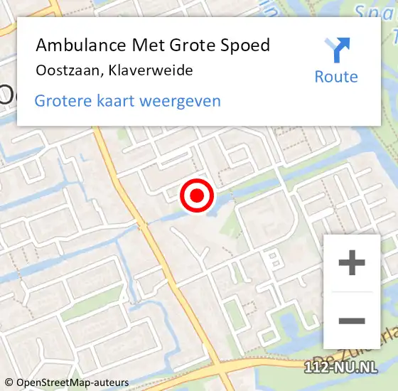 Locatie op kaart van de 112 melding: Ambulance Met Grote Spoed Naar Oostzaan, Klaverweide op 19 augustus 2024 13:33