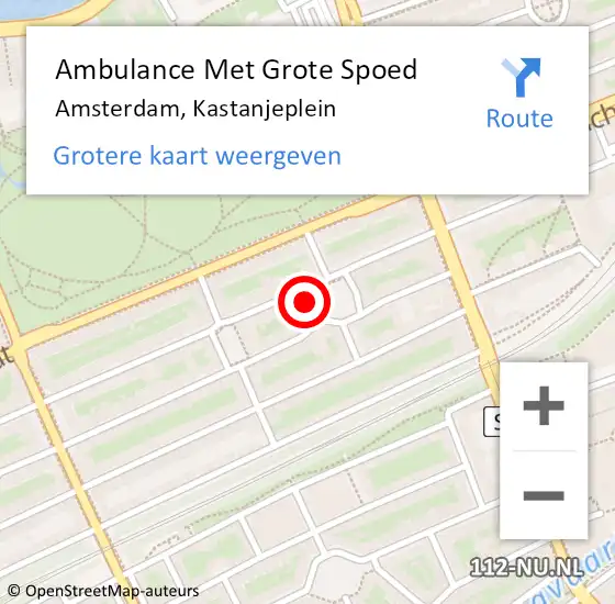 Locatie op kaart van de 112 melding: Ambulance Met Grote Spoed Naar Amsterdam, Kastanjeplein op 19 augustus 2024 13:36