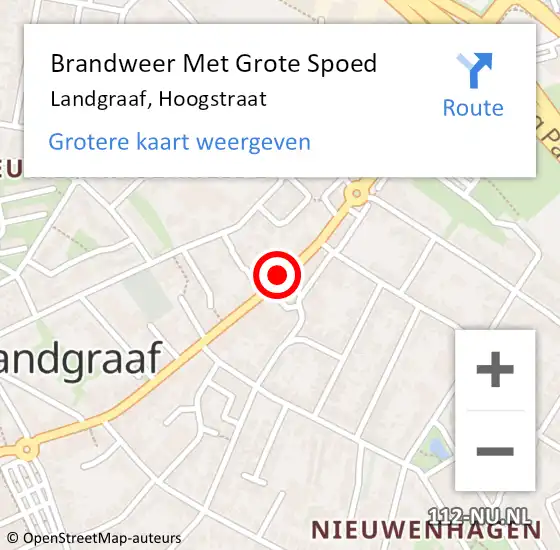 Locatie op kaart van de 112 melding: Brandweer Met Grote Spoed Naar Landgraaf, Hoogstraat op 19 augustus 2024 13:39