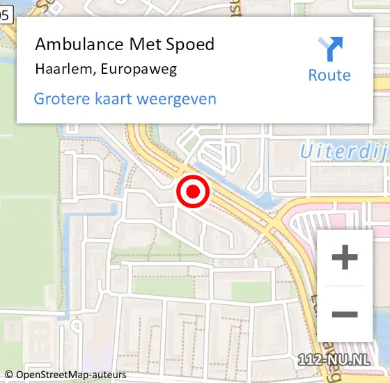 Locatie op kaart van de 112 melding: Ambulance Met Spoed Naar Haarlem, Europaweg op 19 augustus 2024 13:45